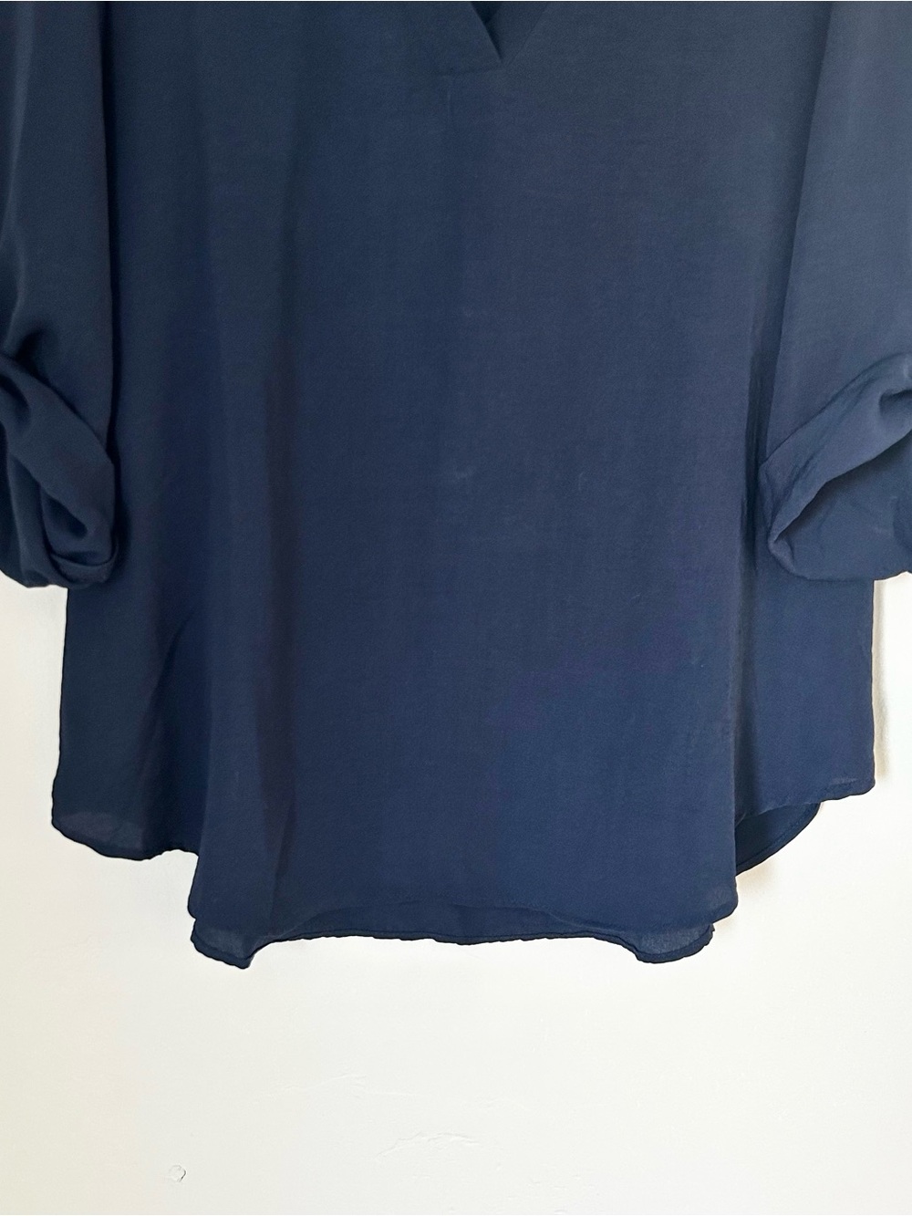 Maurices Navy Blue Quater Sleeve V-Neck Pullover Blouse - Picture 4 of 7